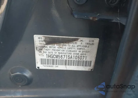 2005 Honda Accord 2.4 Ex from USA, damaged, VIN 1HGCM56715A105071
